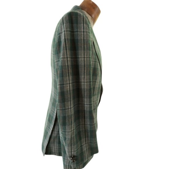 VTG BOTANY 500 Men's Green Plaid Sport Coat Jacket Size 40 Regular - Picture 6 of 11